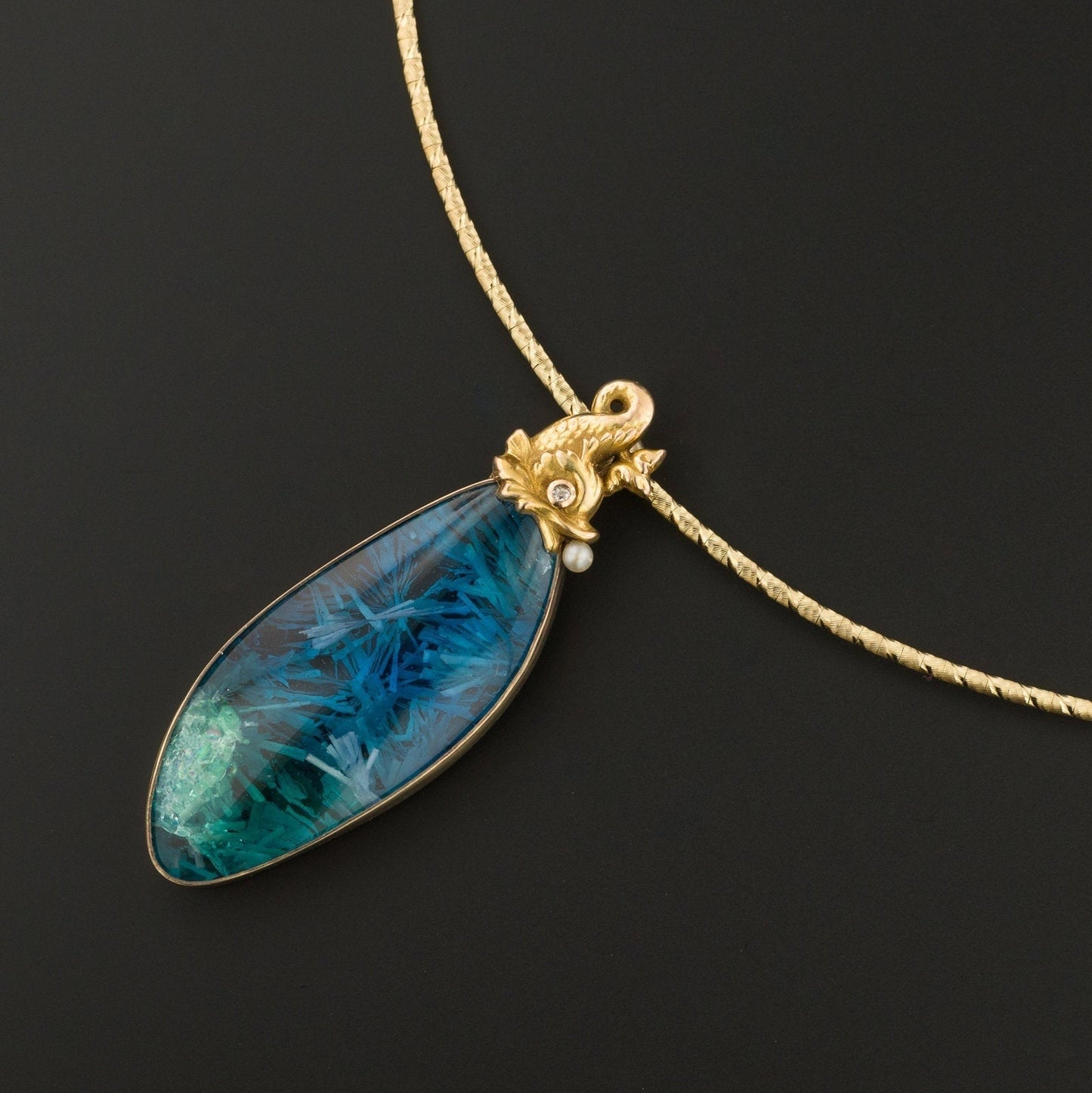 14k Gold Fish Pendant | Bridwell Stone Pendant