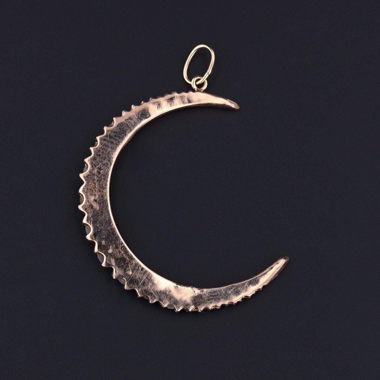 10k Gold Crescent Moon Pendant | Simulated Pearl Crescent Pendant