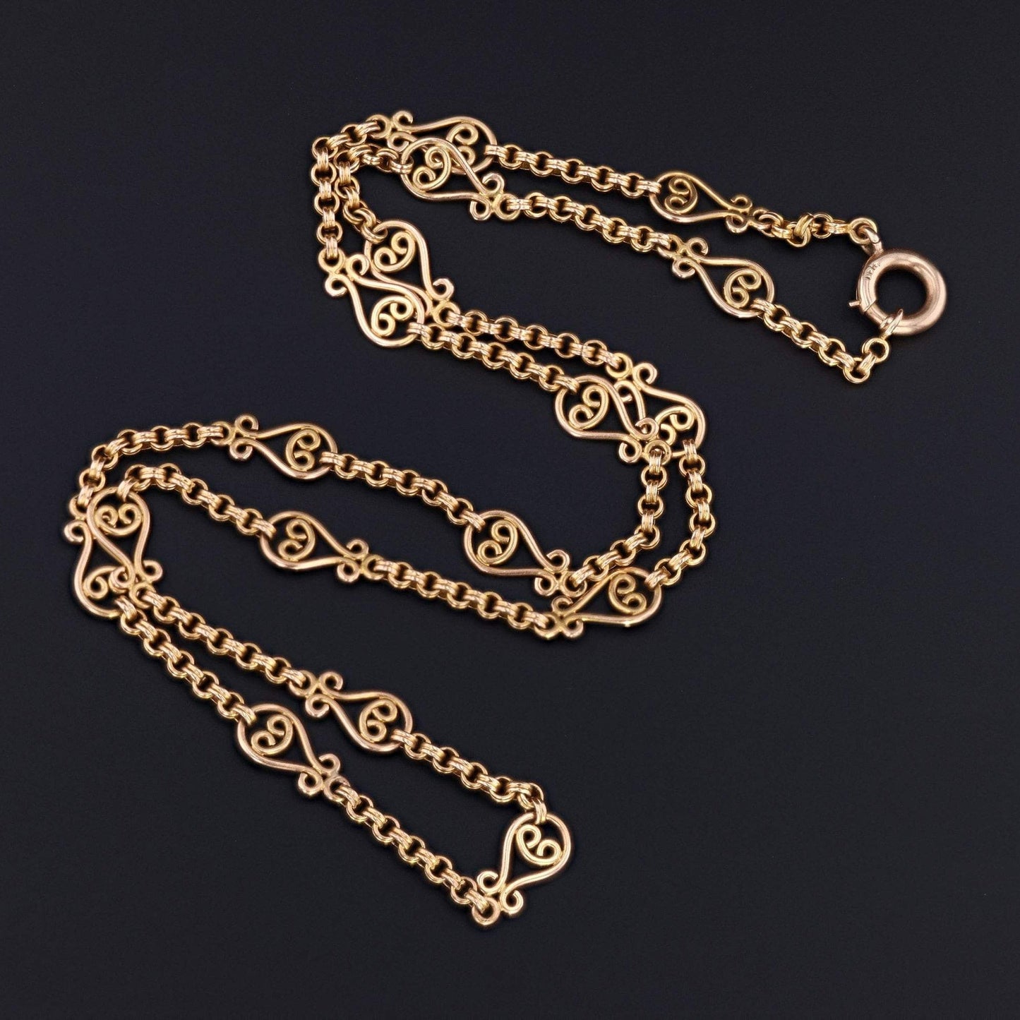 14k Gold Chain | Vintage Fancy Link Chain
