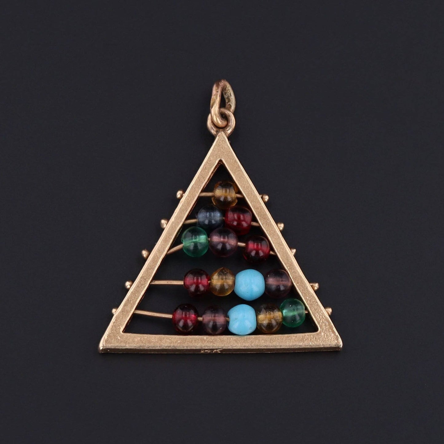 10k Gold & Glass Bead Abacus Charm | 10k Gold Charm