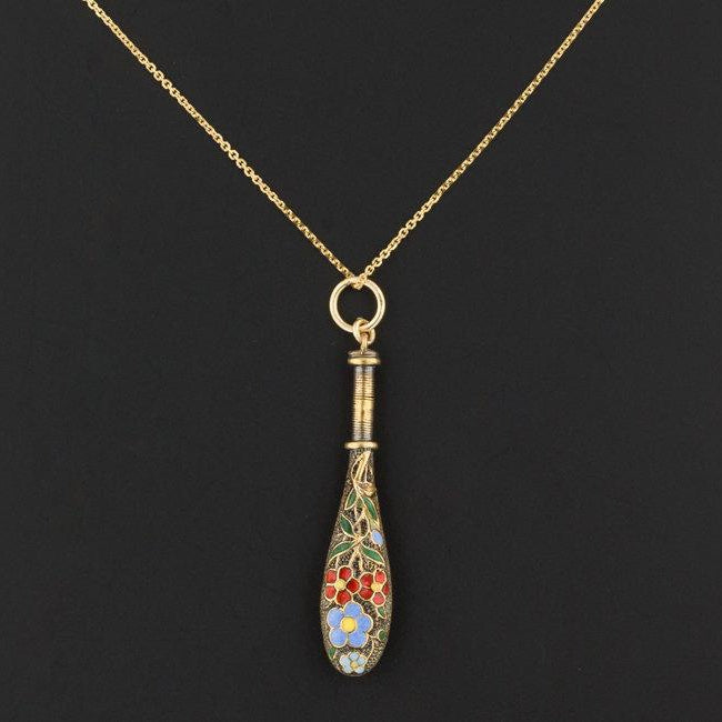 14k Gold Enamel Pendant | Antique Conversion Pendant with Optional 14k Gold Chain