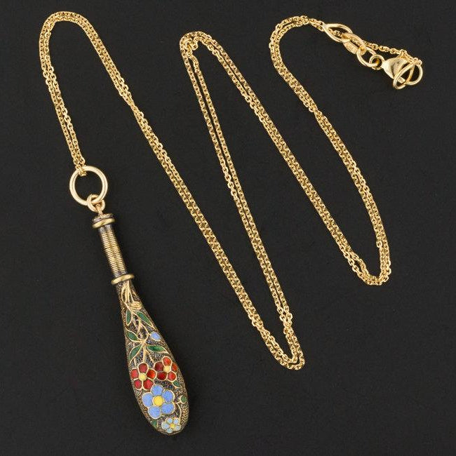 14k Gold Enamel Pendant | Antique Conversion Pendant with Optional 14k Gold Chain