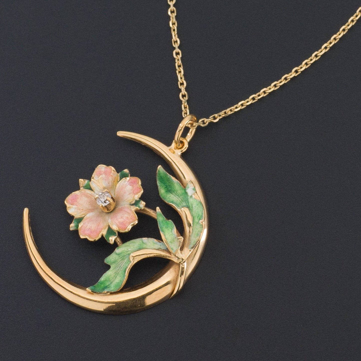 14k Gold Enamel Flower Pendant | Antique Pin Conversion