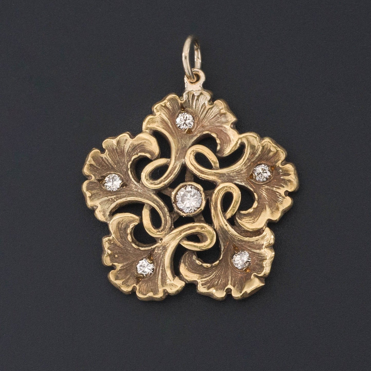 14k Gold & Diamond Flower Pendant | 14k Gold Flower