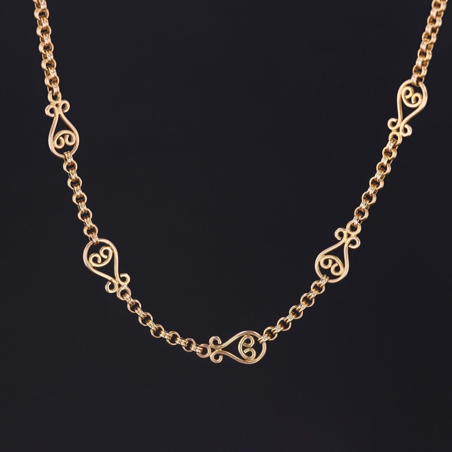 14k Gold Chain | Vintage Fancy Link Chain