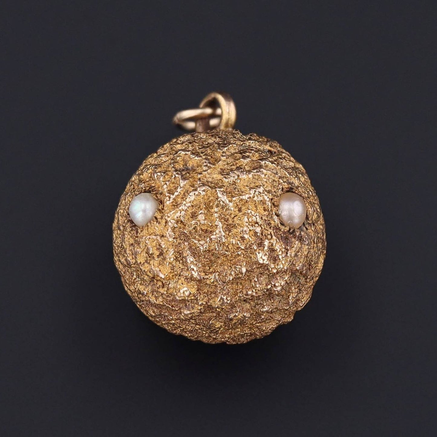 14k Gold & Pearl Orb Pendant | Antique Hat Pin Conversion