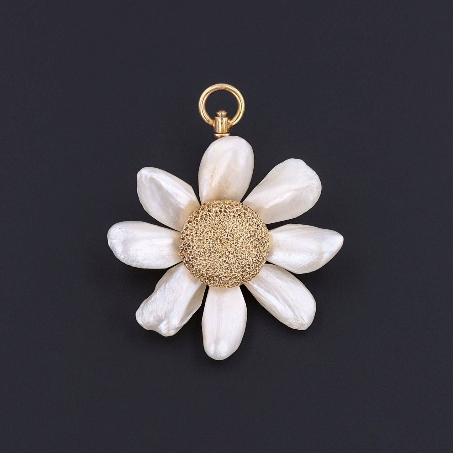 14k Gold Daisy Pendant or Brooch | Pearl Daisy Pendant