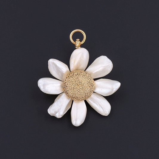 14k Gold Daisy Pendant or Brooch | Pearl Daisy Pendant
