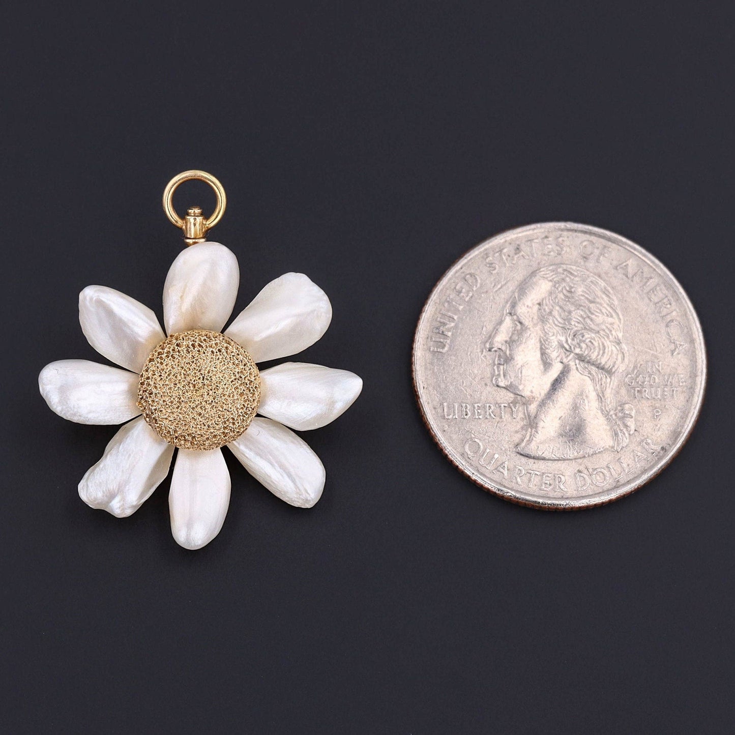14k Gold Daisy Pendant or Brooch | Pearl Daisy Pendant