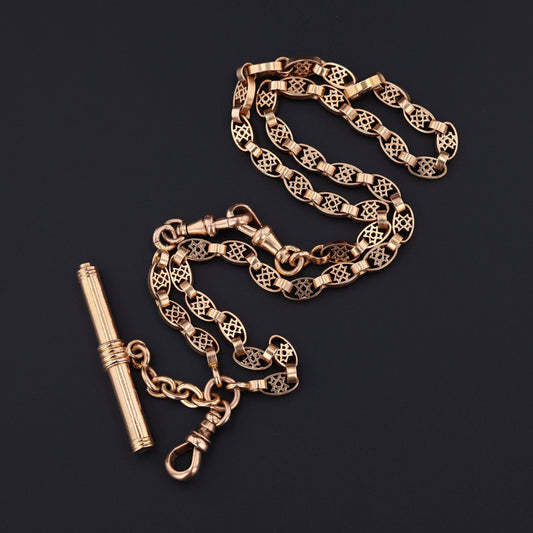 18k Gold Watch Chain Necklace | Antique Necklace